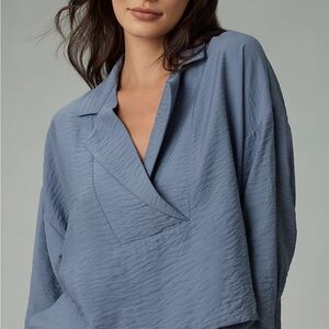 Anthropologie Dylon Long-Sleeve Wide-Placket Top XXS